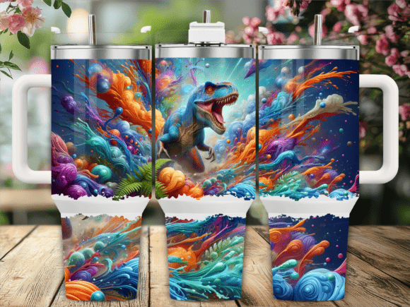 Abstract Colorful Dino 40oz Tumbler Wrap