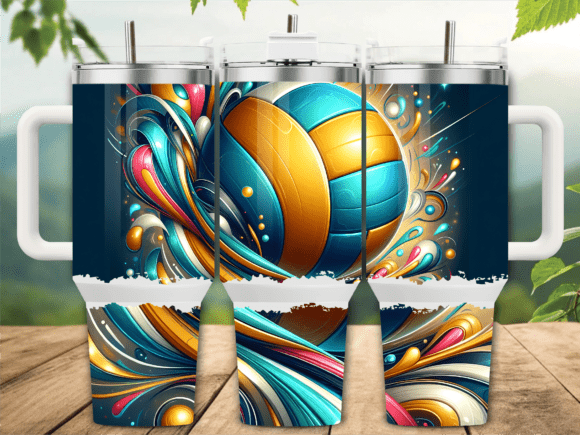 Abstract Swirl Volleyball Tumbler Design
