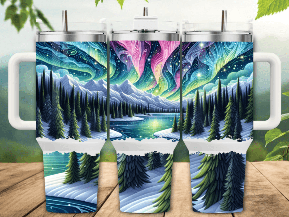 Aurora Snowy Mountain 40oz Tumbler Wrap