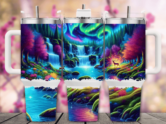 Aurora Waterfall Deer Tumbler Wrap