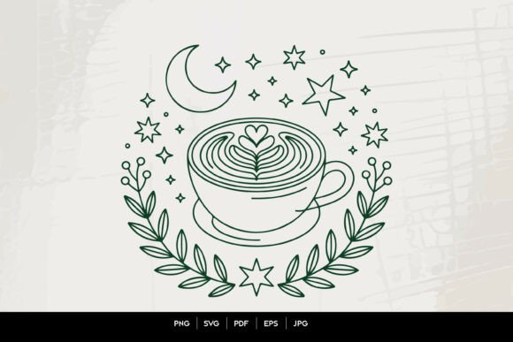 Celestial Latte Art Line Drawing SVG Review