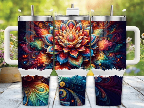 Colorful Floral Mandala Tumbler Design