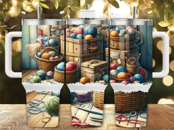 Cozy Yarn Basket 40oz Tumbler Wrap
