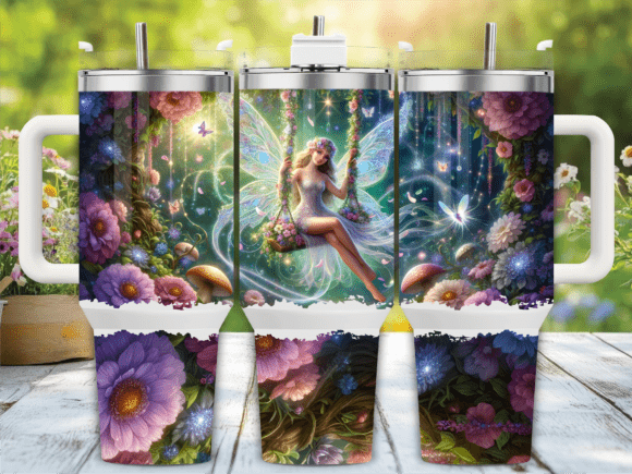 Floral Garden Fairy 40oz Tumbler Wrap