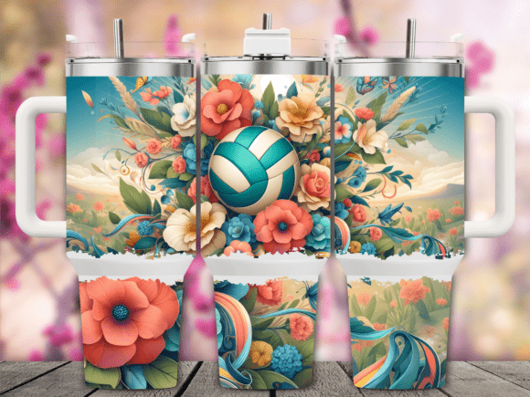 Floral Volleyball Garden 40oz Tumbler