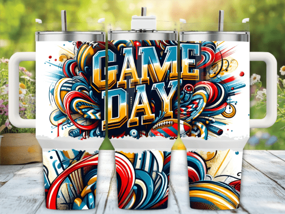 Football Game Day 40oz Tumbler Wrap Png