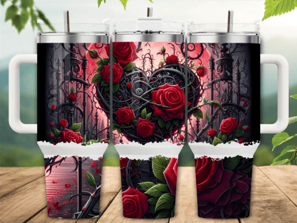 Gothic Rose Heart 40oz Tumbler Wrap