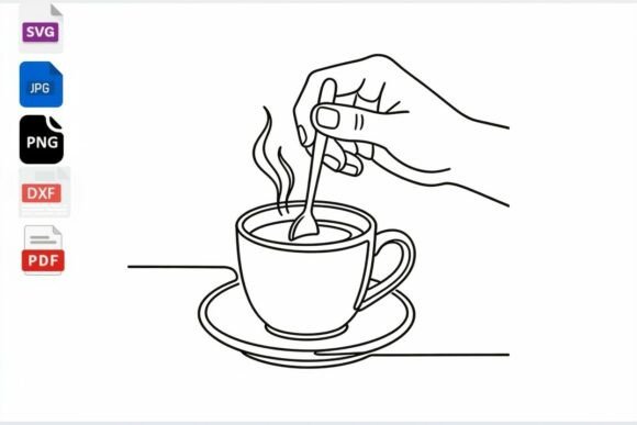 Line Art Coffee Cup Stirring SVG Review
