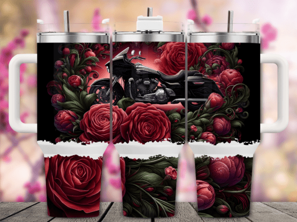 Motorcycle Red Rose Tumbler Wrap Review