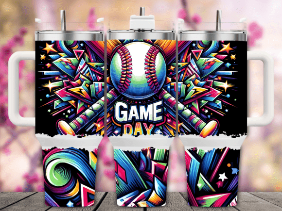 Neon Baseball Game Day 40oz Tumbler Wrap
