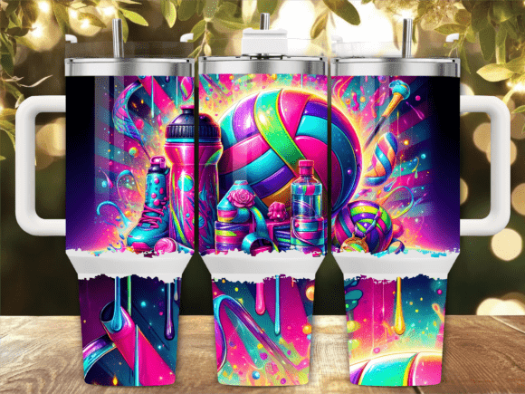 Neon Graffiti Volleyball 40oz Tumbler