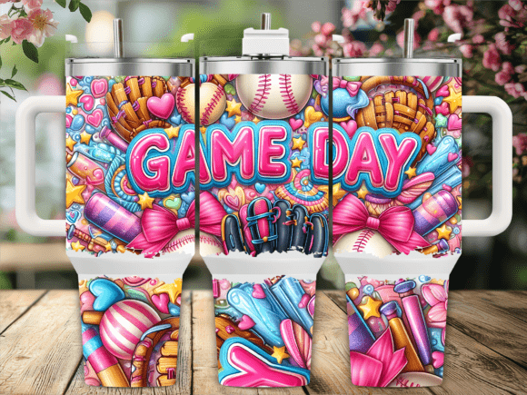 Pink Girly Baseball Tumbler Wrap