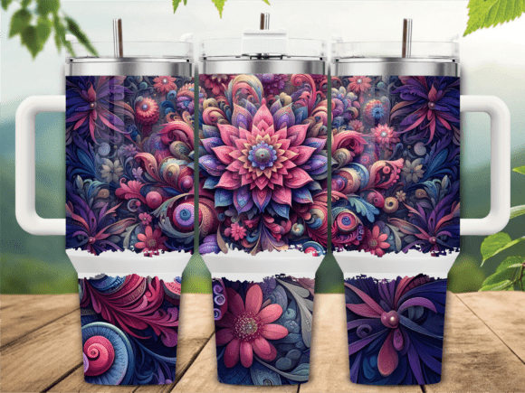 Purple Pink Floral Tumbler Wrap