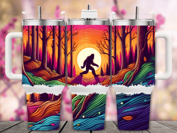Retro Sunset Bigfoot Tumbler Wrap