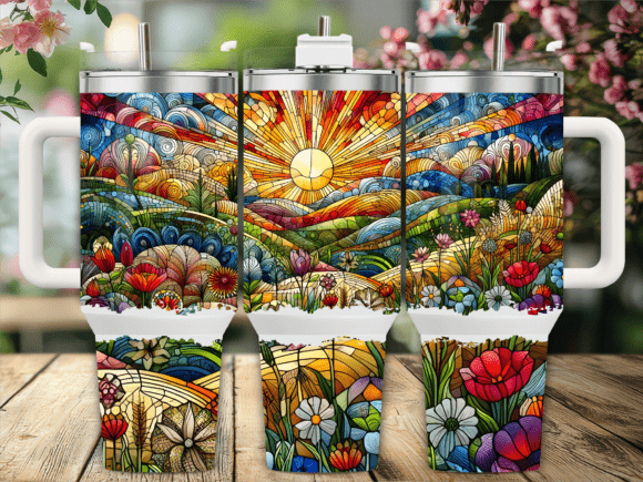 Stained Glass Flower 40oz Tumbler Wrap