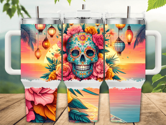 Sugar Skull Beach 40oz Tumbler Wrap