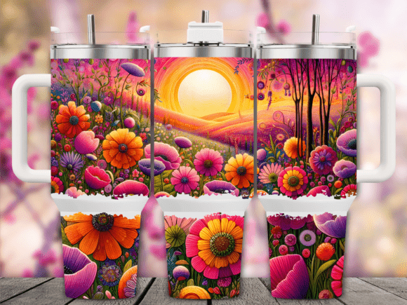 Summer Flower Meadow 40oz Tumbler Wrap