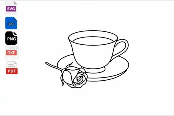 Tea Cup Rose SVG Clipart Line Art Review
