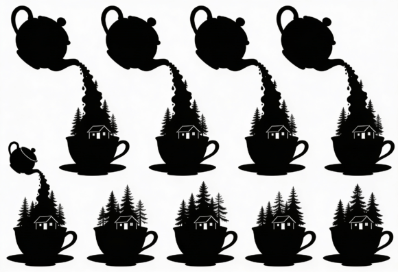 Teapot Forest Cabin Cup Silhouette SVG Review