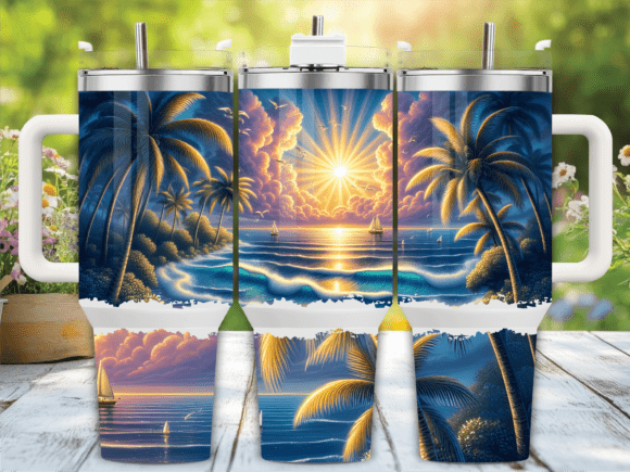 Tropical Palm Tree Sunset 40oz Tumbler