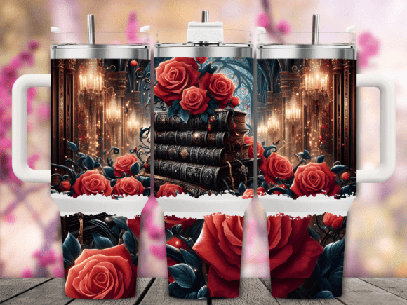 Vintage Book Rose Tumbler Wrap